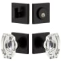 Viaggio Quadrato Solid Brass Single Cylinder Keyed Entry Door Knob Set and Deadbolt Combo Pack - 2-3/4" Backset Satin Black