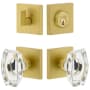 Viaggio Quadrato Solid Brass Single Cylinder Keyed Entry Door Knob Set and Deadbolt Combo Pack - 2-3/4" Backset Satin Brass