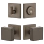Viaggio Quadrato Solid Brass Single Cylinder Keyed Entry Door Knob Set and Deadbolt Combo Pack - 2-3/4" Backset Titanium Gray