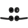 Viaggio Circolo Left Handed Solid Brass Single Cylinder Keyed Entry Door Lever Set and Deadbolt Combo Pack - 2-3/8" Backset Satin Black