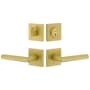 Viaggio Quadrato Right Handed Solid Brass Single Cylinder Keyed Entry Door Lever Set and Deadbolt Combo Pack - 2-3/4" Backset Satin Brass