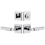 Viaggio Quadrato Left Handed Solid Brass Single Cylinder Keyed Entry Door Lever Set and Deadbolt Combo Pack - 2-3/4" Backset Bright Chrome