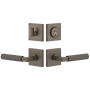 Viaggio Quadrato Left Handed Solid Brass Single Cylinder Keyed Entry Door Lever Set and Deadbolt Combo Pack - 2-3/4" Backset Titanium Gray