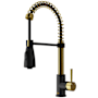 Vigo Brant 1.8 GPM 19" H Single Handle Single Hole Pre-Rinse Pull Down Kitchen Faucet Matte Brushed Gold / Matte Black