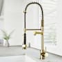 Vigo Zurich 1.8 GPM 27" H Single Handle Single Hole Pre-Rinse Pull Down Kitchen Faucet Matte Gold