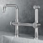 Vigo Cass Single-Handle High-Arc Widespread Bridge Kitchen Faucet with Pull-Out Side Sprayer Chrome