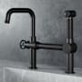 Vigo Cass Single-Handle High-Arc Widespread Bridge Kitchen Faucet with Pull-Out Side Sprayer Matte Black