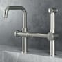 Vigo Cass Single-Handle High-Arc Widespread Bridge Kitchen Faucet with Pull-Out Side Sprayer Stainless Steel