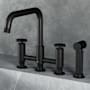 Vigo Cass 1.8 GPM 12" H Double Handle Widespread Bridge Kitchen Faucet - Includes Pull-Out Side Spray Matte Black