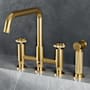 Vigo Cass 1.8 GPM 12" H Double Handle Widespread Bridge Kitchen Faucet - Includes Pull-Out Side Spray Matte Brushed Gold
