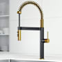 Vigo Edison 1.8 GPM 20" H Single Handle Single Hole Pre-Rinse Pull Down Kitchen Faucet Matte Brushed Gold / Matte Black
