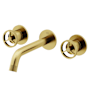 Vigo Cass 1.2 GPM 3" H Double Handle Wall Mounted Widespread Bathroom Faucet Matte Brushed Gold