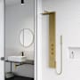 Vigo Rector 55" H 2-Jet Thermostatic Shower Panel with Shower Head, Hand Shower, Body Sprays, Shower Arm, Hose, and Valve Trim Matte Brushed Gold