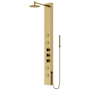 Vigo Ellington 59" H 4-Jet Thermostatic Shower Panel with Shower Head, Hand Shower, Body Sprays, Shower Arm, Hose, and Valve Trim Matte Gold