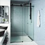 Vigo Elan Cass 76" High x 52" Wide Sliding Frameless Shower Door with Clear Glass Matte Black