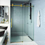 Vigo Elan Cass 76" High x 64" Wide Sliding Frameless Shower Door with Clear Glass Matte Brushed Gold