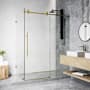 Vigo Elan E-Class 76" High x 46" Wide x 35" Deep Hinged Frameless Shower Enclosure with Clear Glass Matte Brushed Gold