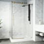 Vigo Elan E-Class 82" High x 48" Wide x 36" Deep Hinged Frameless Shower Enclosure with Clear Glass Matte Brushed Gold