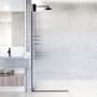 Vigo Zenith 74" High x 34" Wide Shower Screen Semi Frameless Shower Door with Fluted Glass Matte Black