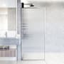 Vigo Meridian 74" High x 34" Wide Shower Screen Framed Shower Door with Fluted Glass Stainless Steel
