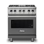 Viking 5 Series 30 Inch Wide 4.71 Cu. Ft. Free Standing Dual Fuel Range with SureSpark Ignition System and TruConvec Convection Cooking - LP Damascus Grey