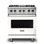 Viking 5 Series 30 Inch Wide 4.71 Cu. Ft. Free Standing Dual Fuel Range with SureSpark Ignition System and TruConvec Convection Cooking - LP Pure White