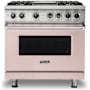 Viking 36 Inch Wide 5.64 Cu. Ft. Free Standing Dual Fuel Range with VariSimmer Functionality and Griddle Blush