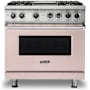 Viking 5 Series 36 Inch Wide 5.64 Cu. Ft. Free Standing Dual Fuel Range with VariSimmer Functionality and Griddle - LP Blush