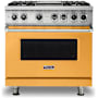 Viking 36 Inch Wide 5.64 Cu. Ft. Free Standing Dual Fuel Range with VariSimmer Functionality and Griddle Daffodil