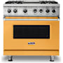 Viking 5 Series 36 Inch Wide 5.64 Cu. Ft. Free Standing Dual Fuel Range with VariSimmer Functionality and Griddle - LP Daffodil