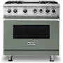 Viking 36 Inch Wide 5.64 Cu. Ft. Free Standing Dual Fuel Range with VariSimmer Functionality and Griddle Eucalyptus