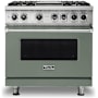 Viking 5 Series 36 Inch Wide 5.64 Cu. Ft. Free Standing Dual Fuel Range with VariSimmer Functionality and Griddle - LP Eucalyptus