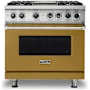 Viking 36 Inch Wide 5.64 Cu. Ft. Free Standing Dual Fuel Range with VariSimmer Functionality and Griddle Golden Hour