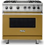 Viking 5 Series 36 Inch Wide 5.64 Cu. Ft. Free Standing Dual Fuel Range with VariSimmer Functionality and Griddle - LP Golden Hour