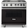 Viking 36 Inch Wide 5.64 Cu. Ft. Free Standing Dual Fuel Range with VariSimmer Functionality and Griddle Onyx