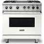 Viking 36 Inch Wide 5.64 Cu. Ft. Free Standing Dual Fuel Range with VariSimmer Functionality and Griddle Pure White