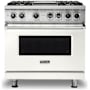 Viking 5 Series 36 Inch Wide 5.64 Cu. Ft. Free Standing Dual Fuel Range with VariSimmer Functionality and Griddle - LP Pure White