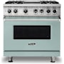 Viking 5 Series 36 Inch Wide 5.64 Cu. Ft. Free Standing Dual Fuel Range with VariSimmer Functionality and Griddle - LP Splash