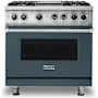 Viking 5 Series 36 Inch Wide 5.64 Cu. Ft. Free Standing Dual Fuel Range with VariSimmer Functionality and Griddle - LP Squall