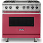 Viking 5 Series 36 Inch Wide 5.64 Cu. Ft. Free Standing Dual Fuel Range with VariSimmer Functionality and Griddle - LP Valentine