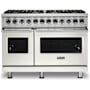 Viking 48 Inch Wide 7.27 Cu. Ft. Free Standing Dual Fuel Range with Vari-Speed Dual Flow Convection and SureSpark Ignition System Pure White