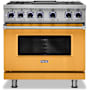 Viking 36 Inch Wide 5.6 Cu. Ft. Free Standing Dual Fuel Range with Griddle Daffodil