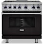 Viking 36 Inch Wide 5.6 Cu. Ft. Free Standing Dual Fuel Range with Griddle Onyx