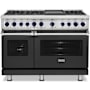 Viking 7 Series 48 Inch Wide 7.3 Cu. Ft. Free Standing Dual Fuel Range with Griddle - LP Cast Black