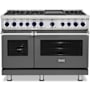 Viking 7 Series 48 Inch Wide 7.3 Cu. Ft. Free Standing Dual Fuel Range with Griddle - LP Damascus Grey