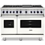 Viking 7 Series 48 Inch Wide 7.3 Cu. Ft. Free Standing Dual Fuel Range with Griddle - LP Pure White