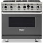 Viking 5 Series 36 Inch Wide 5.1 Cu. Ft. Free Standing Open Burner Liquid Propane Range - Liquid Propane Damascus Grey
