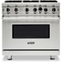 Viking 5 Series 36 Inch Wide 5.1 Cu. Ft. Free Standing Open Burner Liquid Propane Range - Liquid Propane Stainless Steel