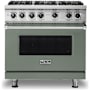 Viking 5 Series 36 Inch Wide 5.1 Cu. Ft. Free Standing Liquid Propane Range with GourmetGlo Infrared Broiler and ProFlow Convection Air Baffle Eucalyptus