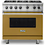 Viking 5 Series 36 Inch Wide 5.1 Cu. Ft. Free Standing Liquid Propane Range with GourmetGlo Infrared Broiler and ProFlow Convection Air Baffle Golden Hour